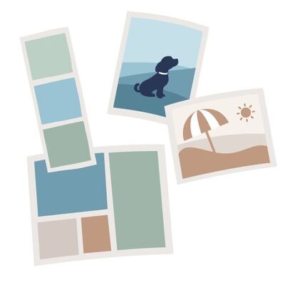 Illustration mit verschiedenen Sofortfotoprodukten