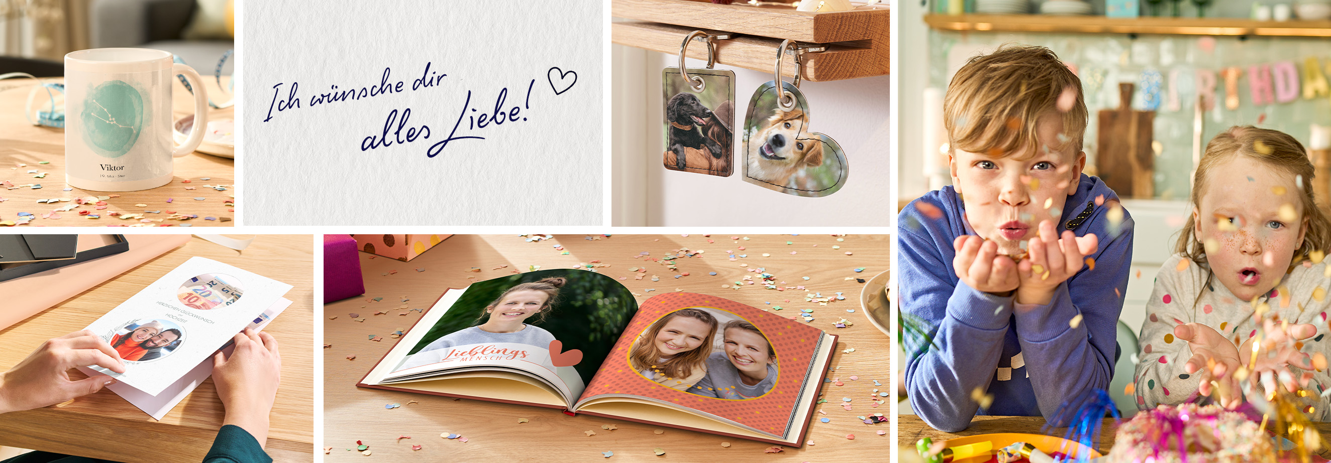 Entspannte Momente mit CEWE Produkten: Tasse, CEWE FOTOBUCH und Grußkarten.