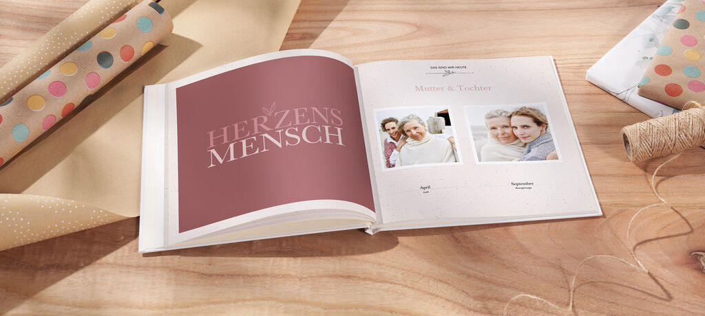 Ein liebevolles CEWE Fotobuch mit Bildern und einem schönen Titel.