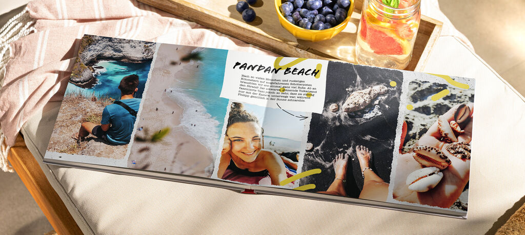Ein CEWE Fotobuch mit schönen Urlaubsfotos und Erinnerungen an den Panadan Beach
