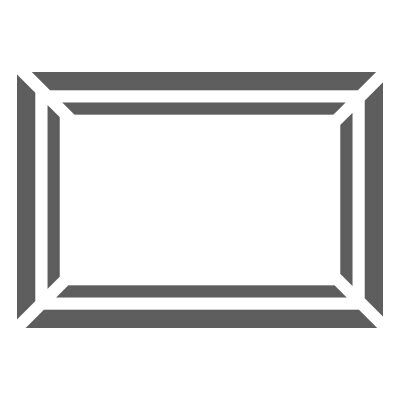 Leerer, rechteckiger Bilderrahmen in grau mit weißen Rändern