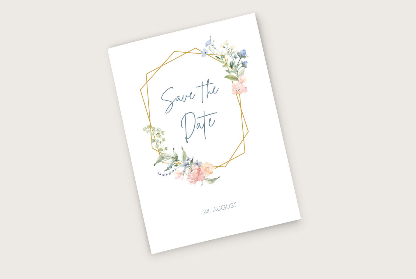 Ein stilvolles Save the Date-Karten Design mit floralen Elementen