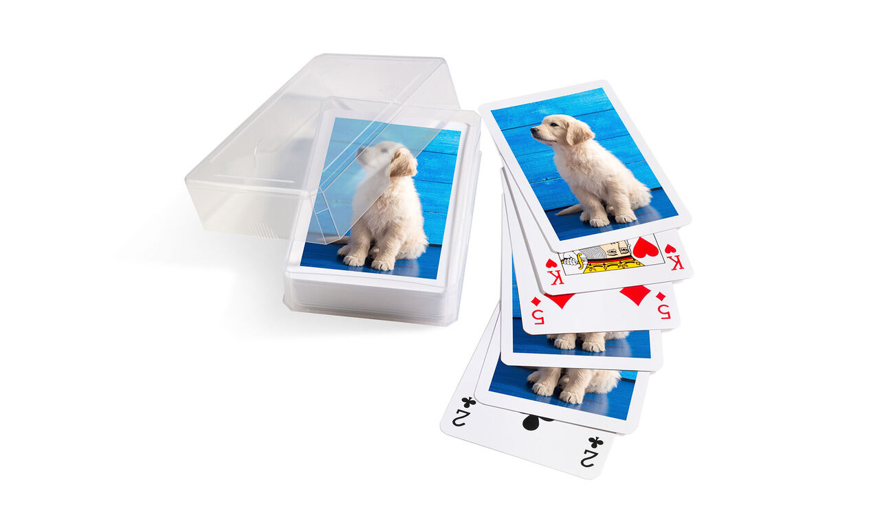Ein bezauberndes Spielkarten-Set mit einem Hund auf den Karten