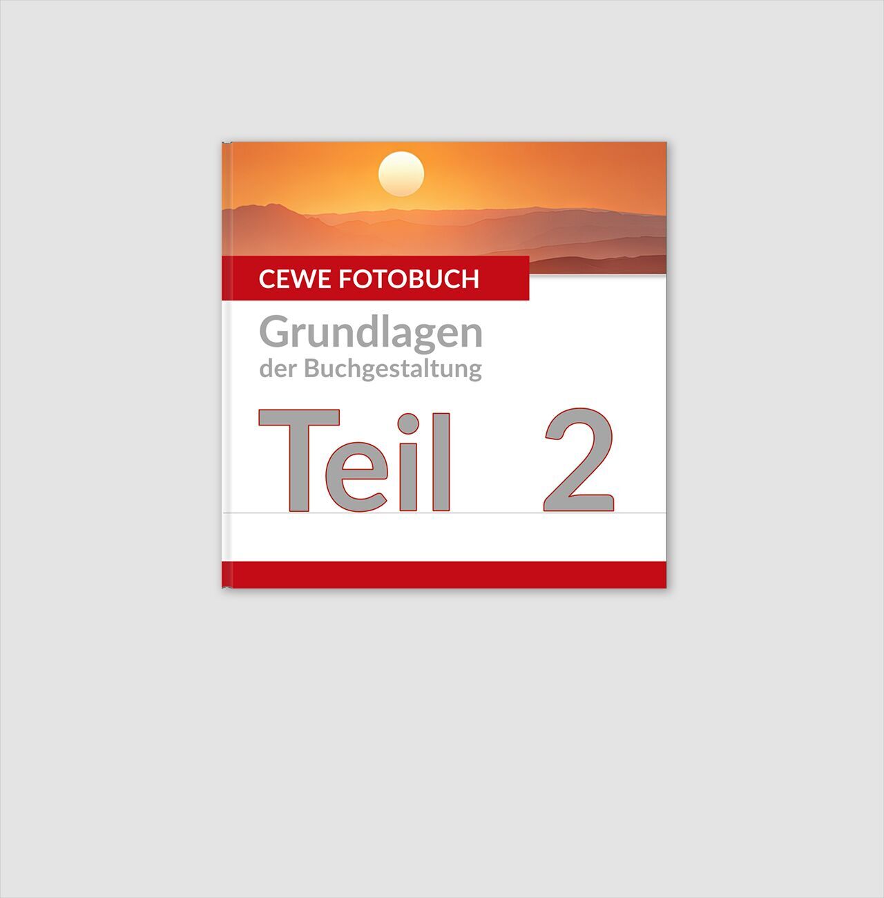Ein CEWE FOTOBUCH Cover mit dem Titel „Grundlagen der Buchgestaltung – Teil2“
