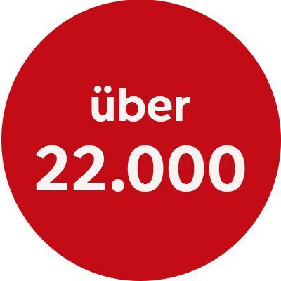 Ein roter Kreis mit der Aufschrift "über 22.000".