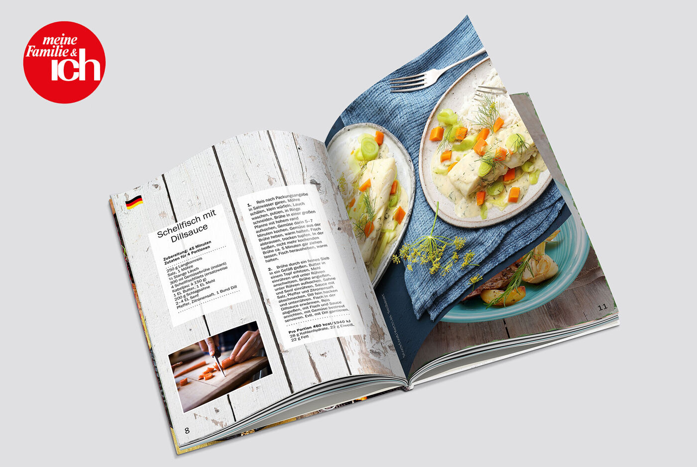 CEWE Fotobuch mit Rezepten auf einem Tisch