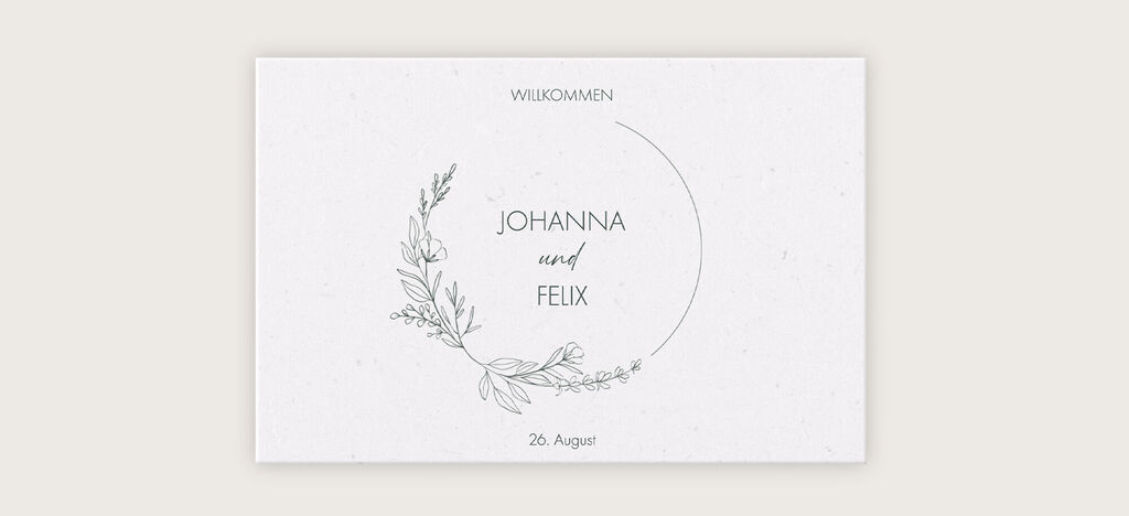 Einladungskarte mit floralem Design für Johanna und Felix, Hochzeit am 26. August