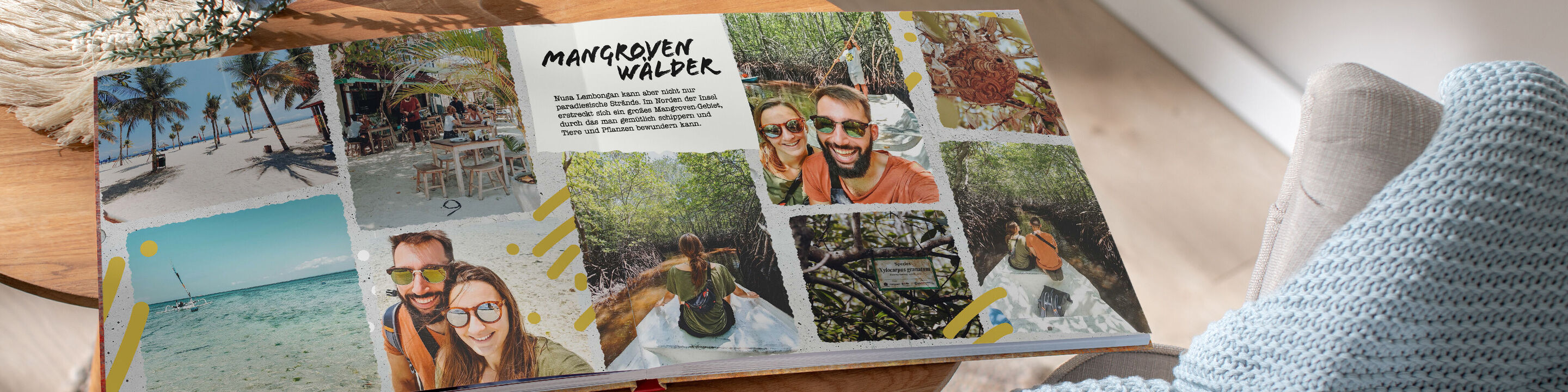 CEWE Fotobuch mit Urlaubserinnerungen, Fotos von Natur und Momenten mit Freunden