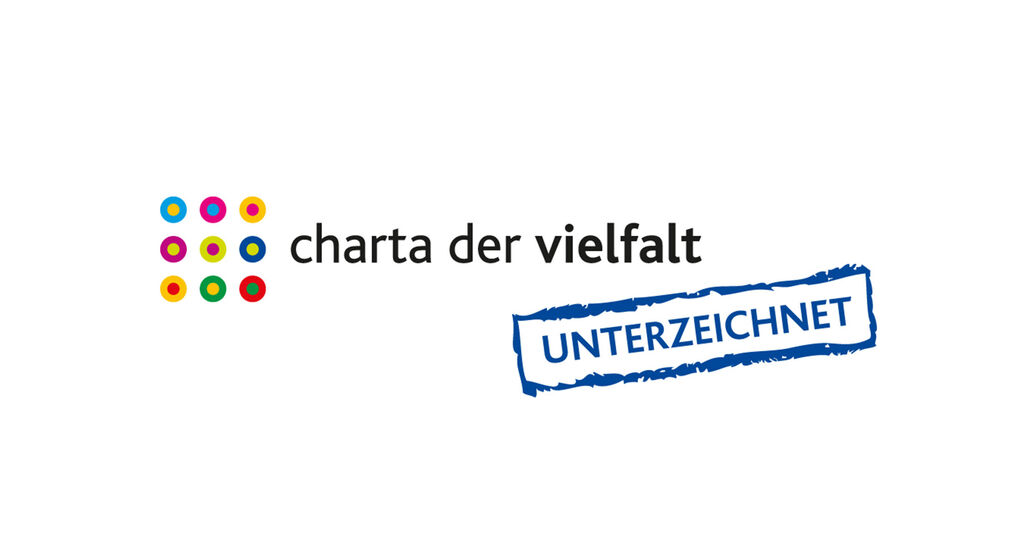 Logo von Charta der Vielfalt mit bunten Punkten und dem Schriftzug "unterzeichnet".