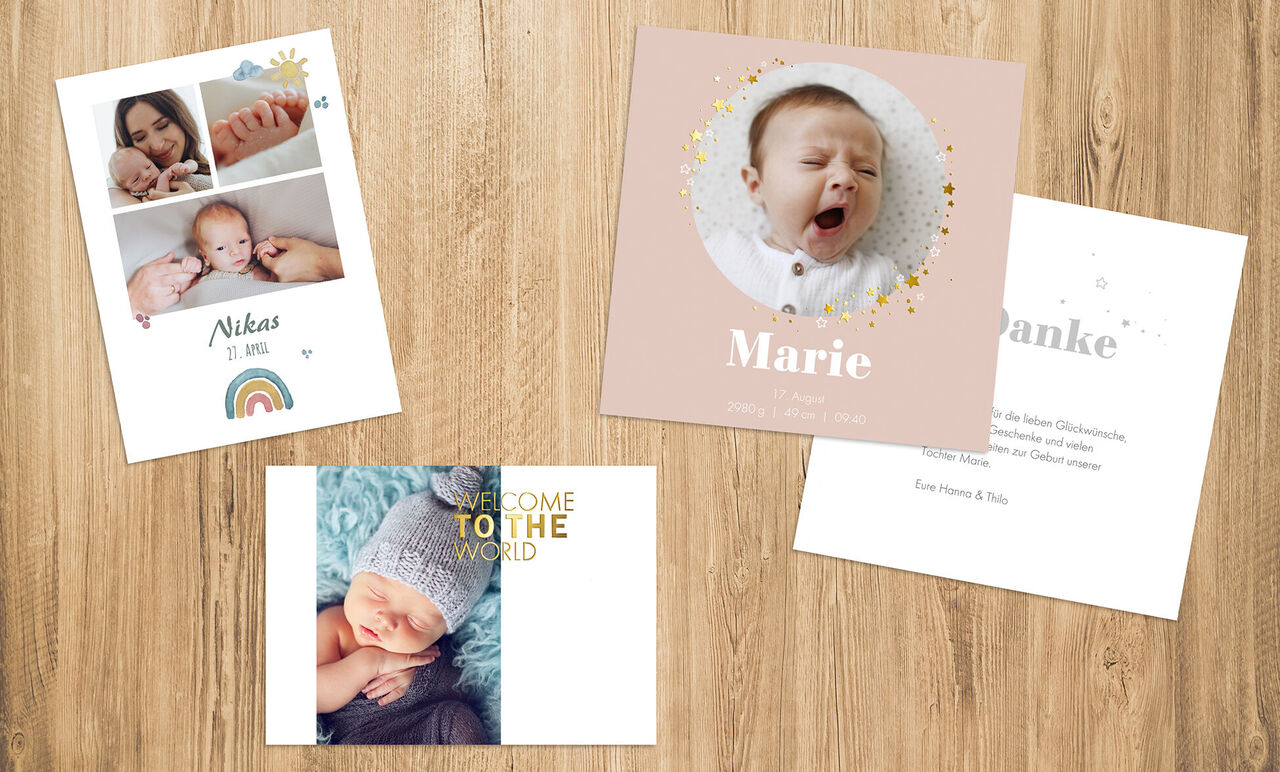 Eine Collage mit liebevollen Fotos von Babys, verbunden durch kreative Designs. Die Bilder zeigen Glücksmomente und persönliche Geschichten, ideal um Erinnerungen zu teilen.