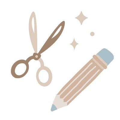 Illustration von einer Schere und einem Stift